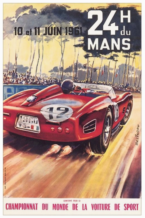 Le Mans Car Race - Vintage Image, Art Print Poster