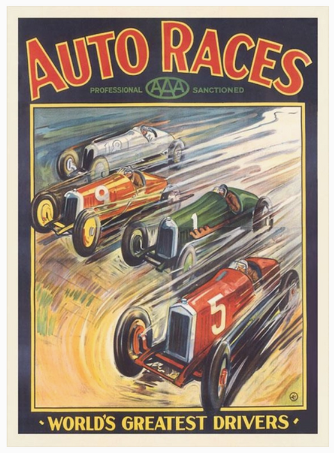 Vintage Auto Racing - Vintage Image, Art Print