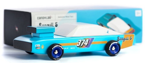 Candylab Seagull 5 Blue Wood Race Car