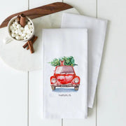 NAPLES, FL Christmas Car Kitchen Towel - WHITE