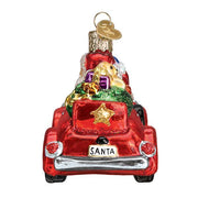 Santa Claus Driving Antique Car Christmas Ornament