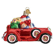 Santa Claus Driving Antique Car Christmas Ornament