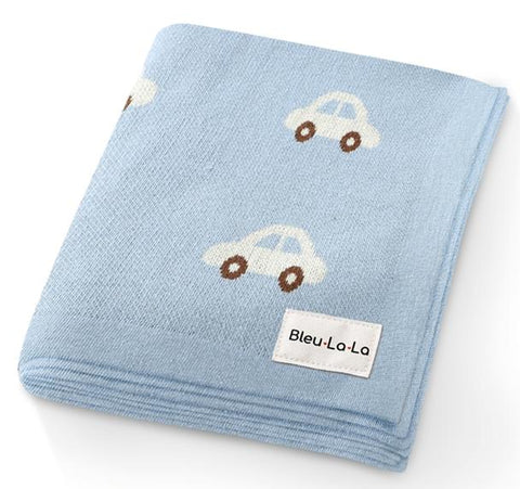 Cotton Car-design Baby Blanket - Blue