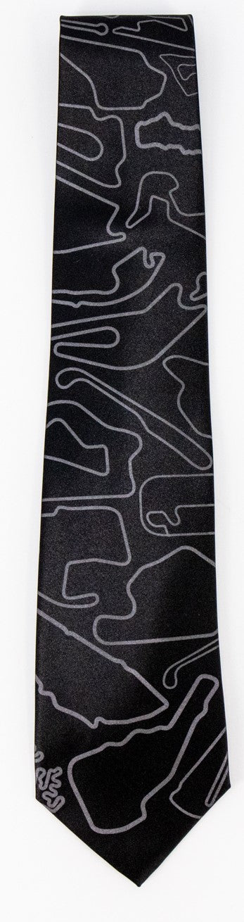 Race Track Maps Necktie - Black