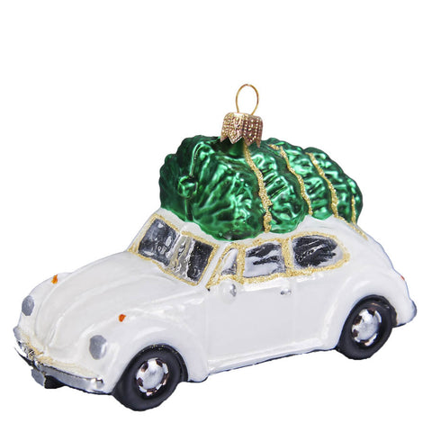 Vintage Beetle Ornament - White